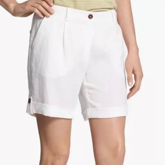 Eileen Fisher | Organic Linen White City Shorts Size 6 - Picture 1 of 10